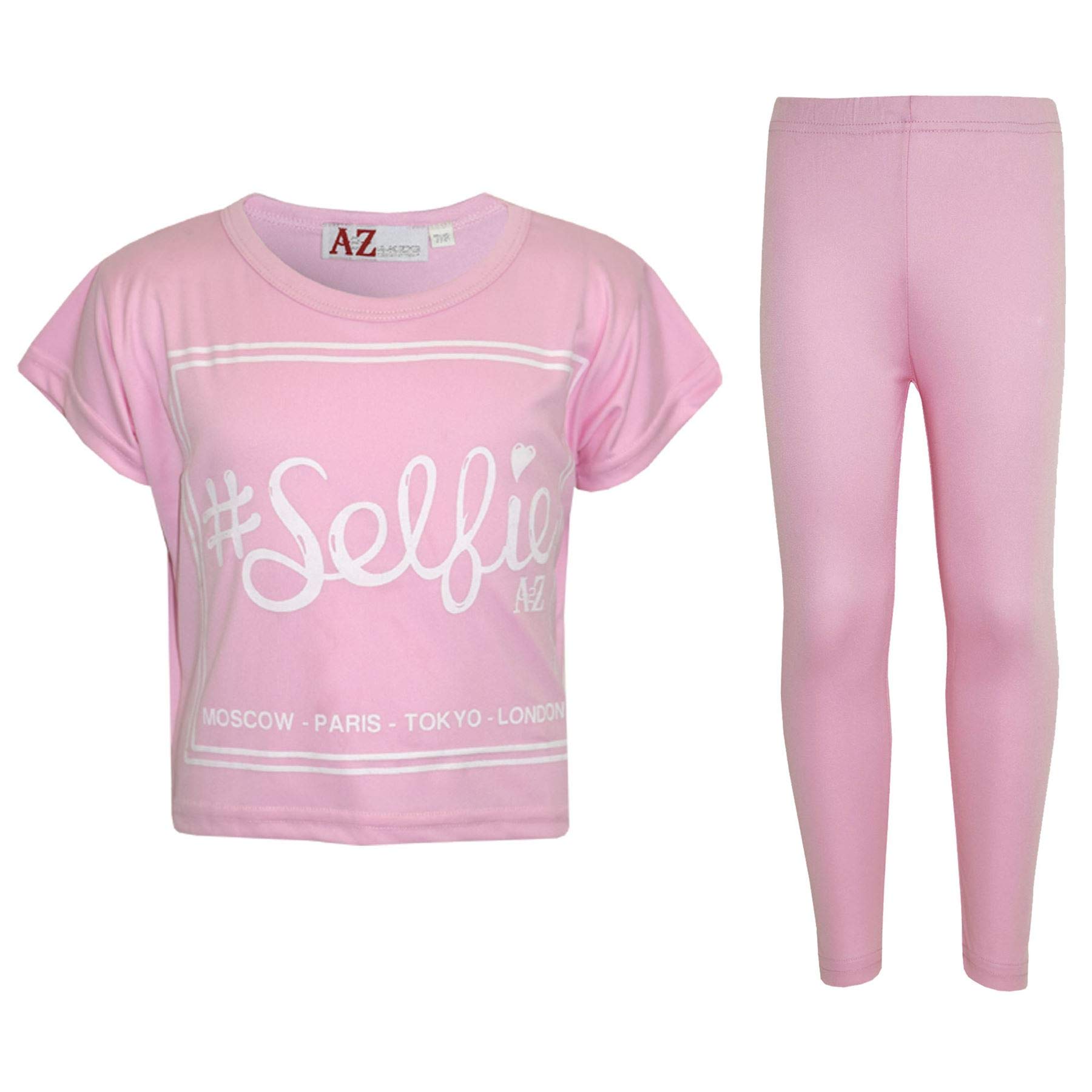 A2z 4 Kids Girls Baby Pink Baby Crop Top Selfie Legging - New Crop Top #Selfie Leg 11-12