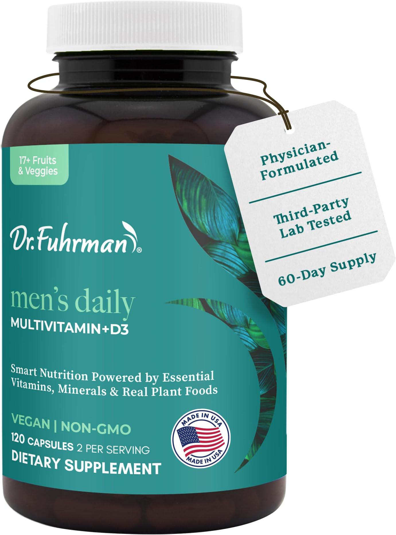 Dr. Fuhrman Vegan Whole Food Multivitamin for Men, D3 + Immune Support