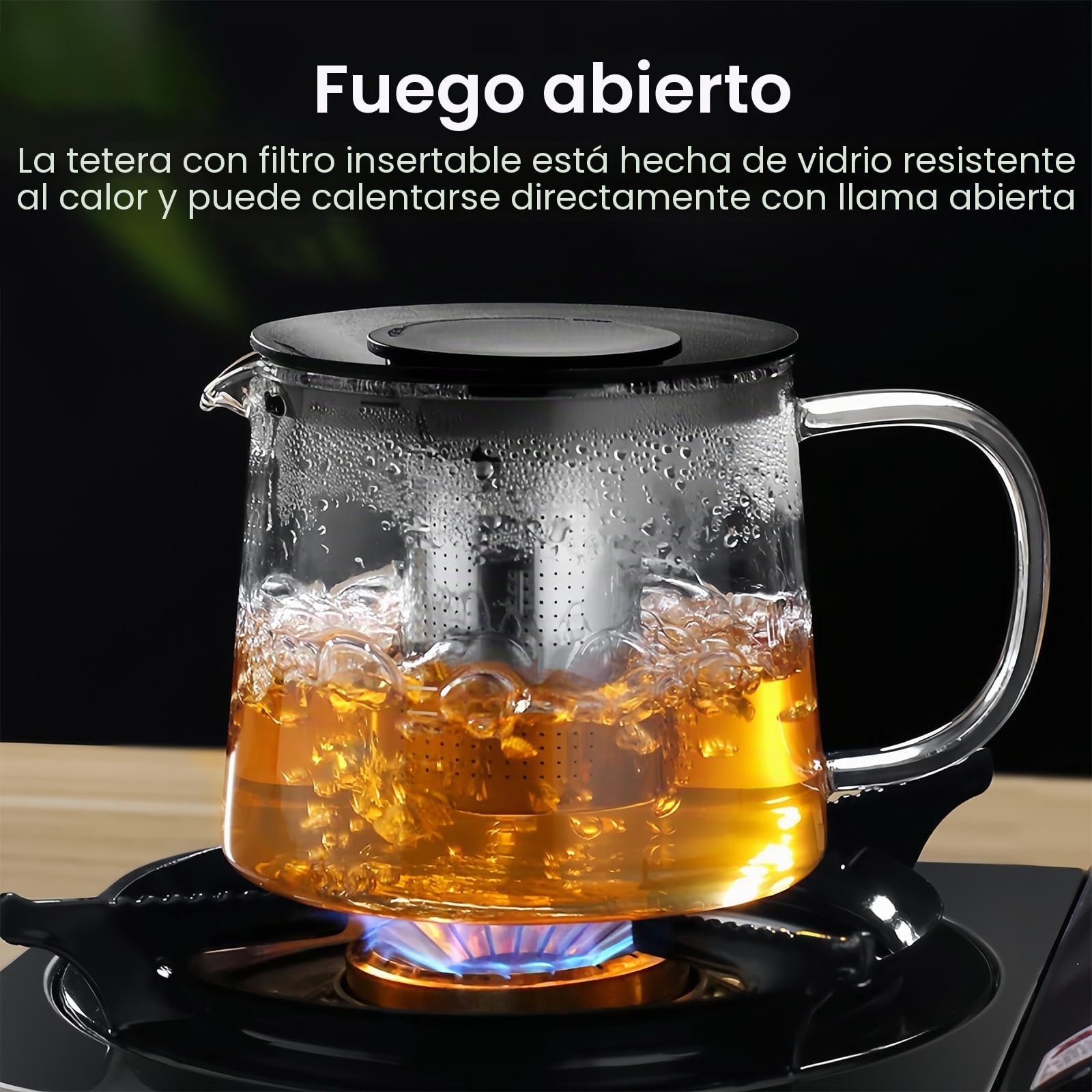 Tetera De Cristal Con Filtro 1500 ML, Tetera De Vidrio, tetera Cristal, Etera De Vidrio Con Filtro, Teteras De cristal De Borosilicato Para Estufa de vitrocerámica (21 X 15 X 13 cm)