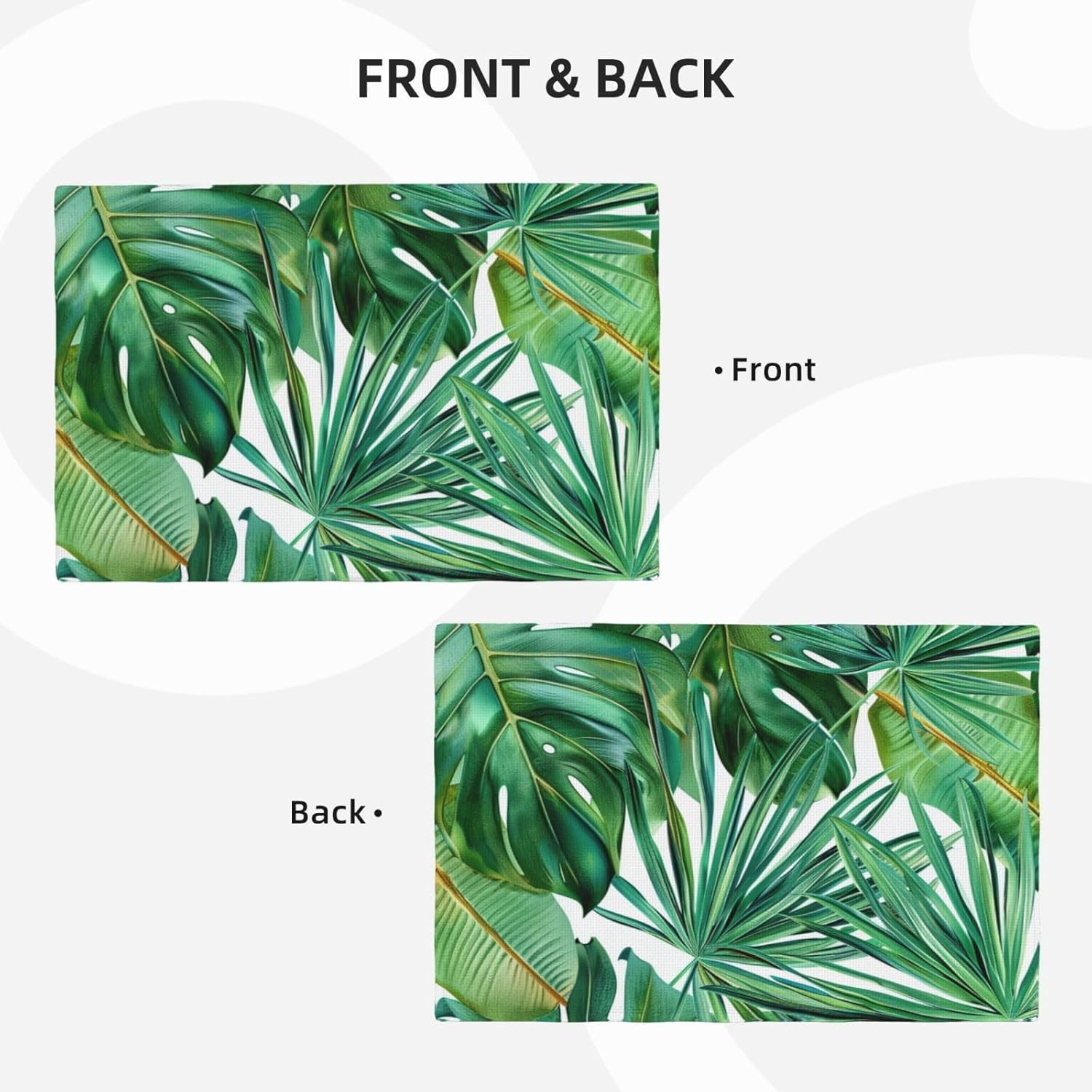 トロピカルパームバナナ葉プリントリネンプレースマット 6枚 耐熱プレースマット 洗濯可能 モダンプレースマット 屋内&amp;屋外テ