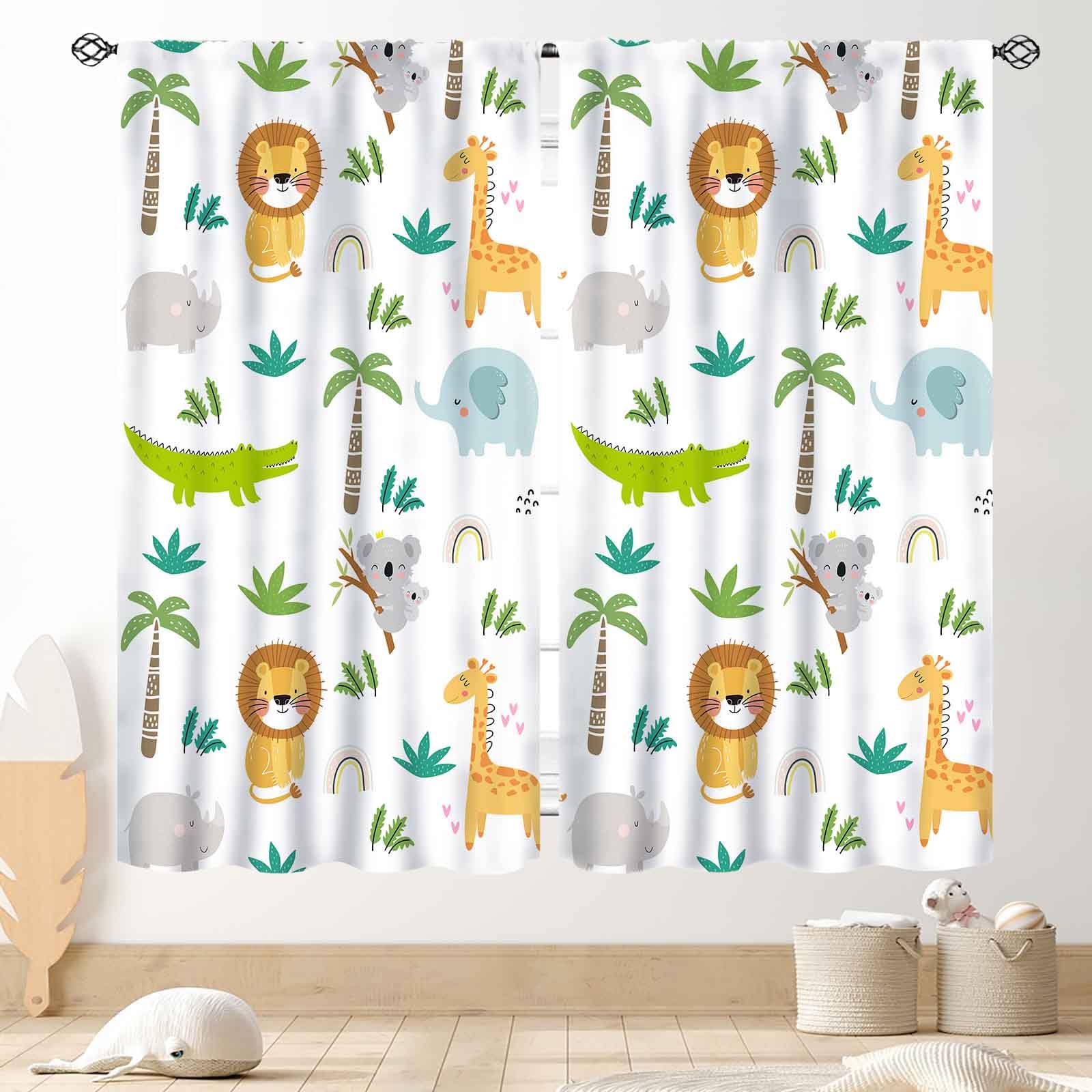 Safari Baby Vorhang 137x45 Cm - Dschungel Tiere Für Kinderzimmer