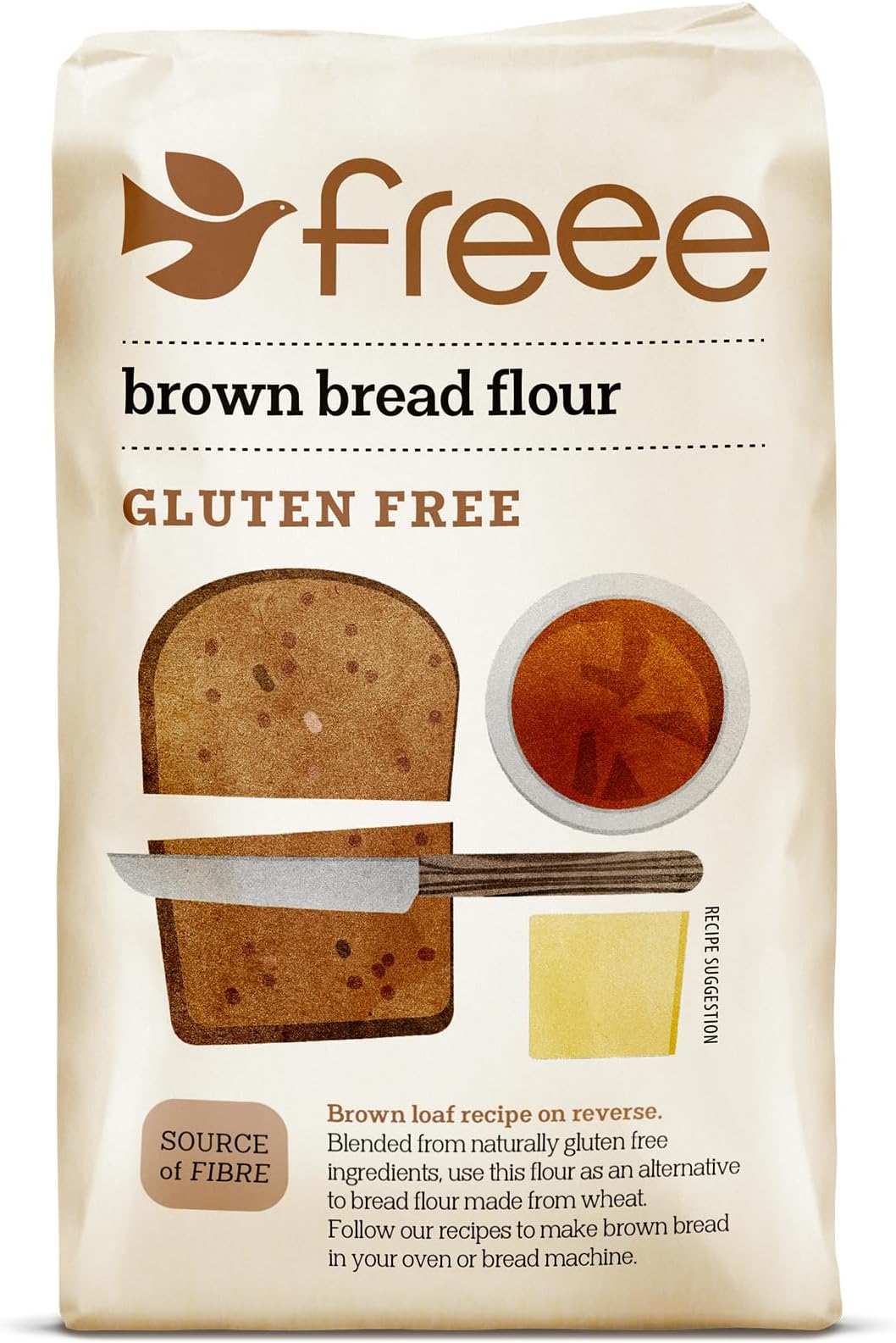 freee Brown Bread Flour | Unbleached & Gluten-Free | Freshly Milled Wheat Flour for Home Bread Baking & Bread Machine | Imported from UK | 35.27 Oz (1kg)