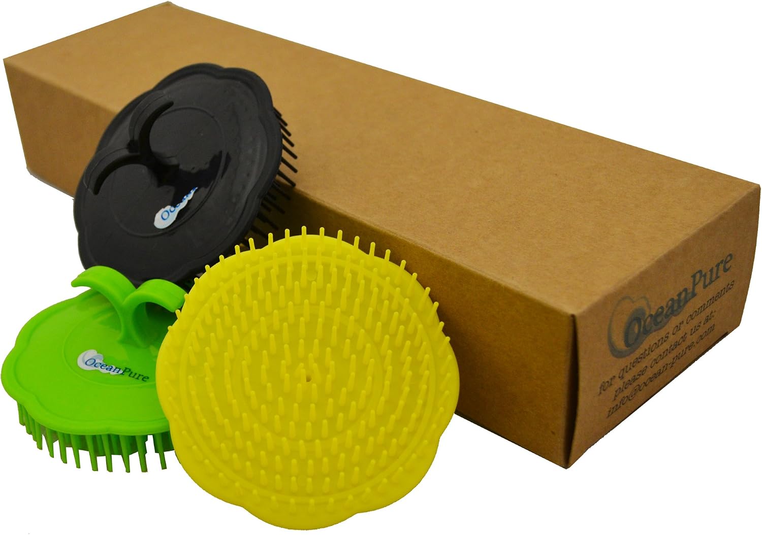 OceanPure Scalp Massage Shampoo Brushes (5 Pack Assorted Colors)