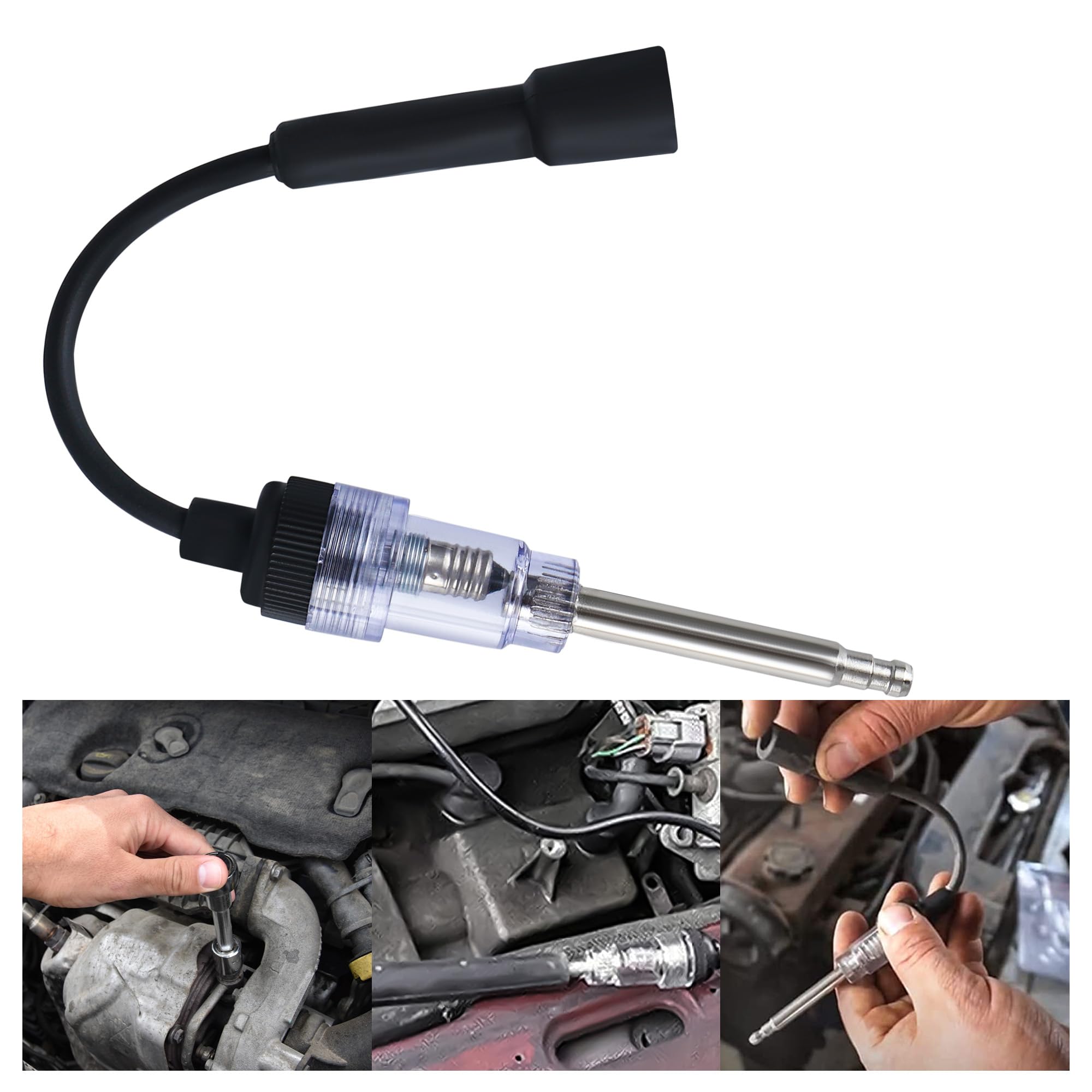 Tester per scintille di accensione, tester di accensione, tester di accensione universale in acciaio inox, rilevatore diagnostico armatura, tester per candele auto, per piccoli motori, auto, moto,