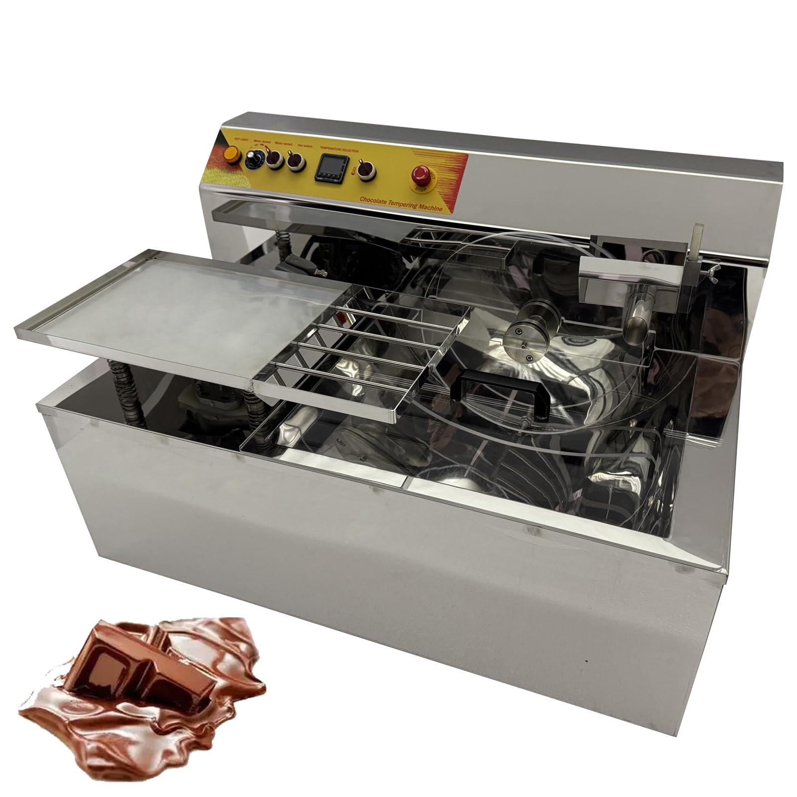 TECHTONGDA Commercial Electric Chocolate Melting Machine 6.2Gal Stainless Steel Chocolate Warmer and Melter with Vibration Table 110V