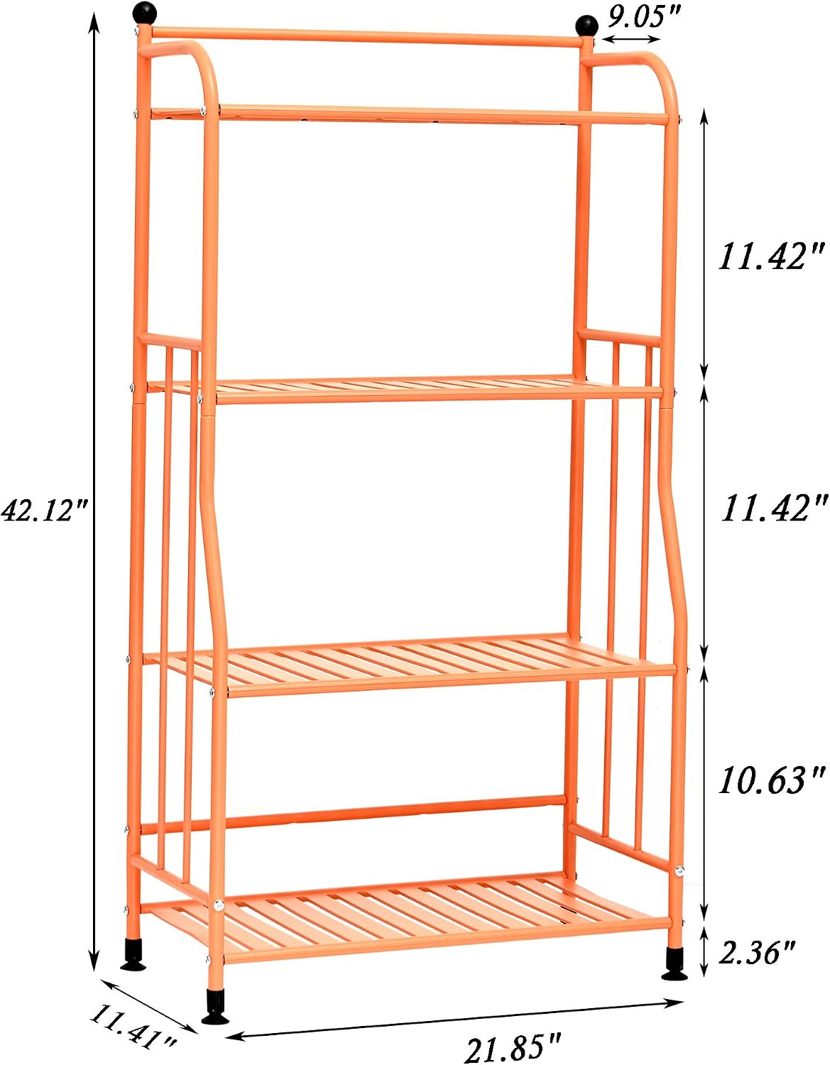 EXQ 4-Layer Metal Iron Sheet with Strong Load-Bearing Multi-Function Storage and Storage Rack Matte Orange (21.85Lx11.41Wx42.12H)