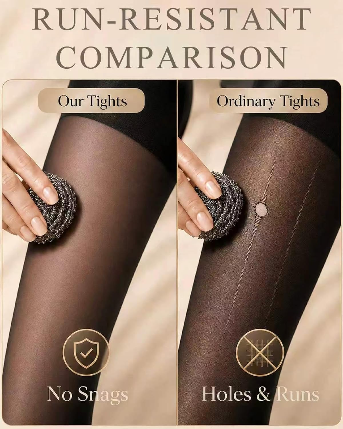3 Pairs Black Sheer Tights for Women, 20D Run-Resistant Control Top Pantyhose Nylon Stockings with Reinforced Toes