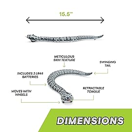 Top Race Remote Control Rattle Snake - Realistic Robot Snake Toy with Infrared Receiver - Rc Animal Prank Toy Perfect for Kids Ages 4 Up or for Adult Pranks - Makes a Great Gift