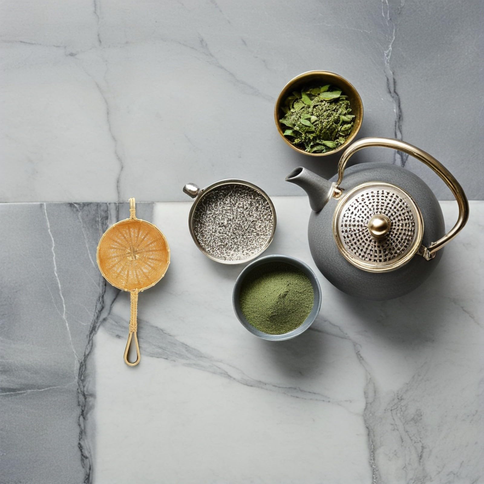 Colador de Té de Cobre Estilo Japonés Filtro de Malla Fina para Té Suelto, Fácil Mantenimiento y Diseño Elegante para Uso en Casa y Reuniones
