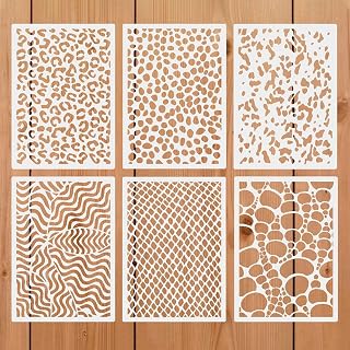 12pcs Stencil Template Leopard - Leopard Dot Stencils 8X6 Inch - Animal Print Stencils Cheetah Skin Pattern Stencil for Scrapbooking Wall Canvas Drawing Furniture Card Making