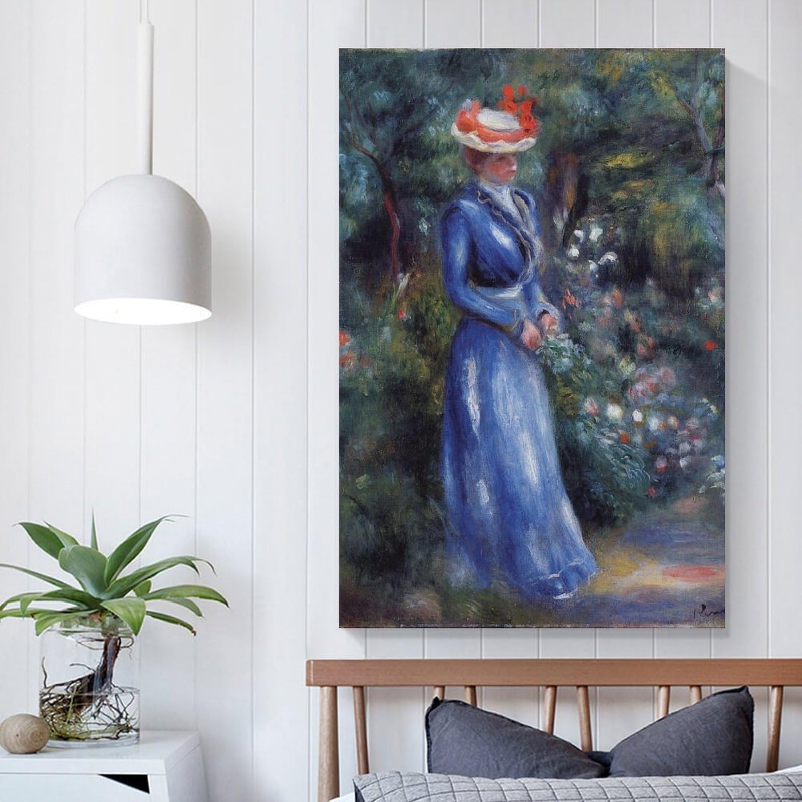 Amazon.com: Pierre Auguste Renoir Print Painting Woman in A Blue Dress,  Standing in The Garden of Saint Cloud Wall Art Picture Painting Poster  Canvas Print Posters Artworks Bedroom Living Room Decor 12x18inch(30x:
