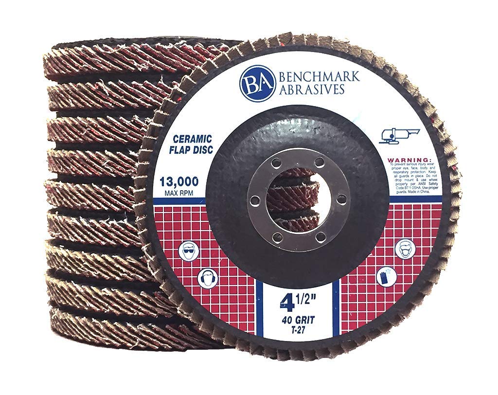 Flаѕh Dеаlѕ - 40% оƒƒ Benchmark Abrasives 4.5" x 7/8" Ceramic Flat Flap Discs T27 for Stainless Steel and Heat Sensitive Metals (40 Grit) - 10 Pack