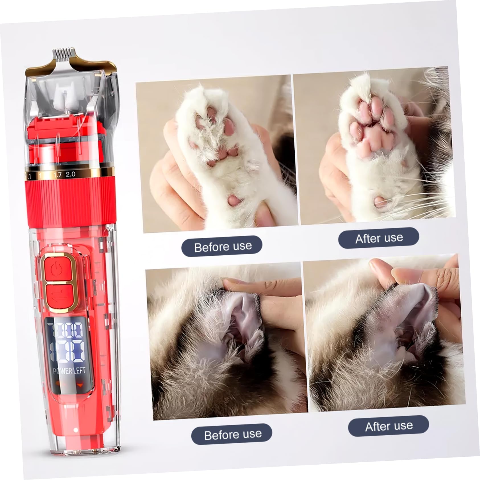 CIYODO 1Set Rechargeable Cordless Pet Grooming Clipper Low Noise Hair Clippers for Dogs and Cats with LED Screen Washable Design Comprehensive Accessories Easy to Use for Home