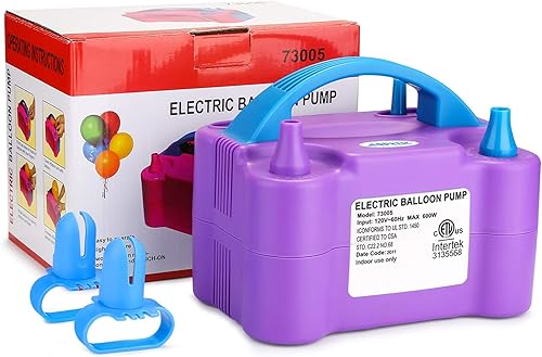 Miniatura 8 de AGPTEK Electric Air Balloon Pump, 110V 600W Rose Red Portable Dual Nozzle InflatorBlower for Party Decoration