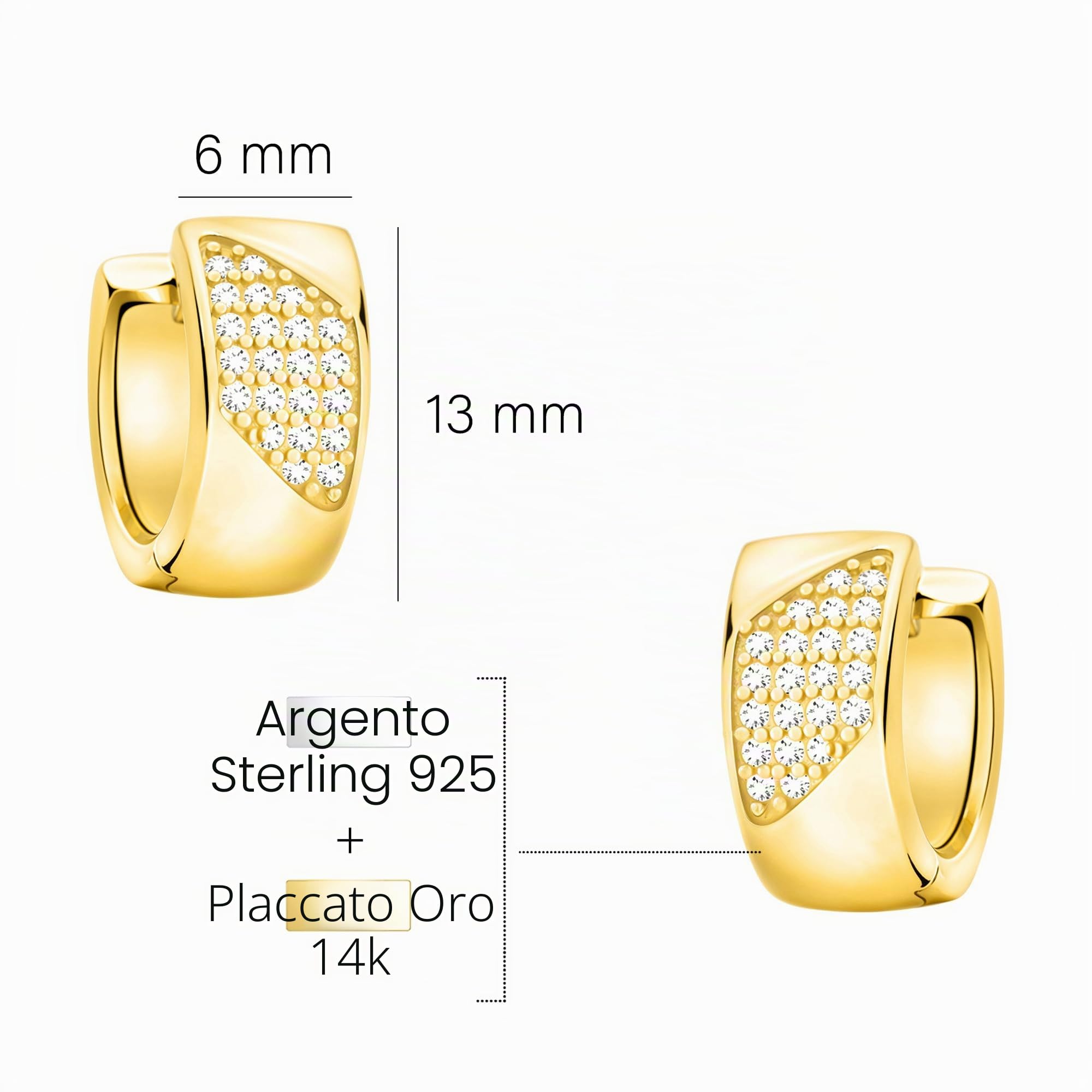 SOFIA MILANI - Orecchini da Donna in Argento 925 - con Pietra Zircone - Creoli