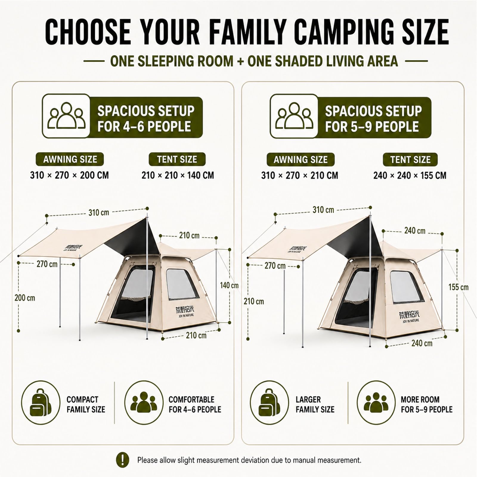 Tenda Da Campeggio Automatica Per 5-9 Persone Con Ampia Tettoia 5–9Person