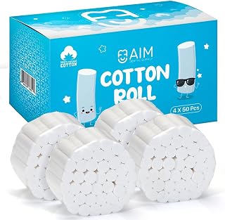 200(50×4) Dental Cotton Rolls - Nose Bleed Stopper - Nose Bleed Plugs for Kids or Adults - Highly Absorbent Gauze Rolls & Cotton Pads - Non Sterile 1.5 Inch
