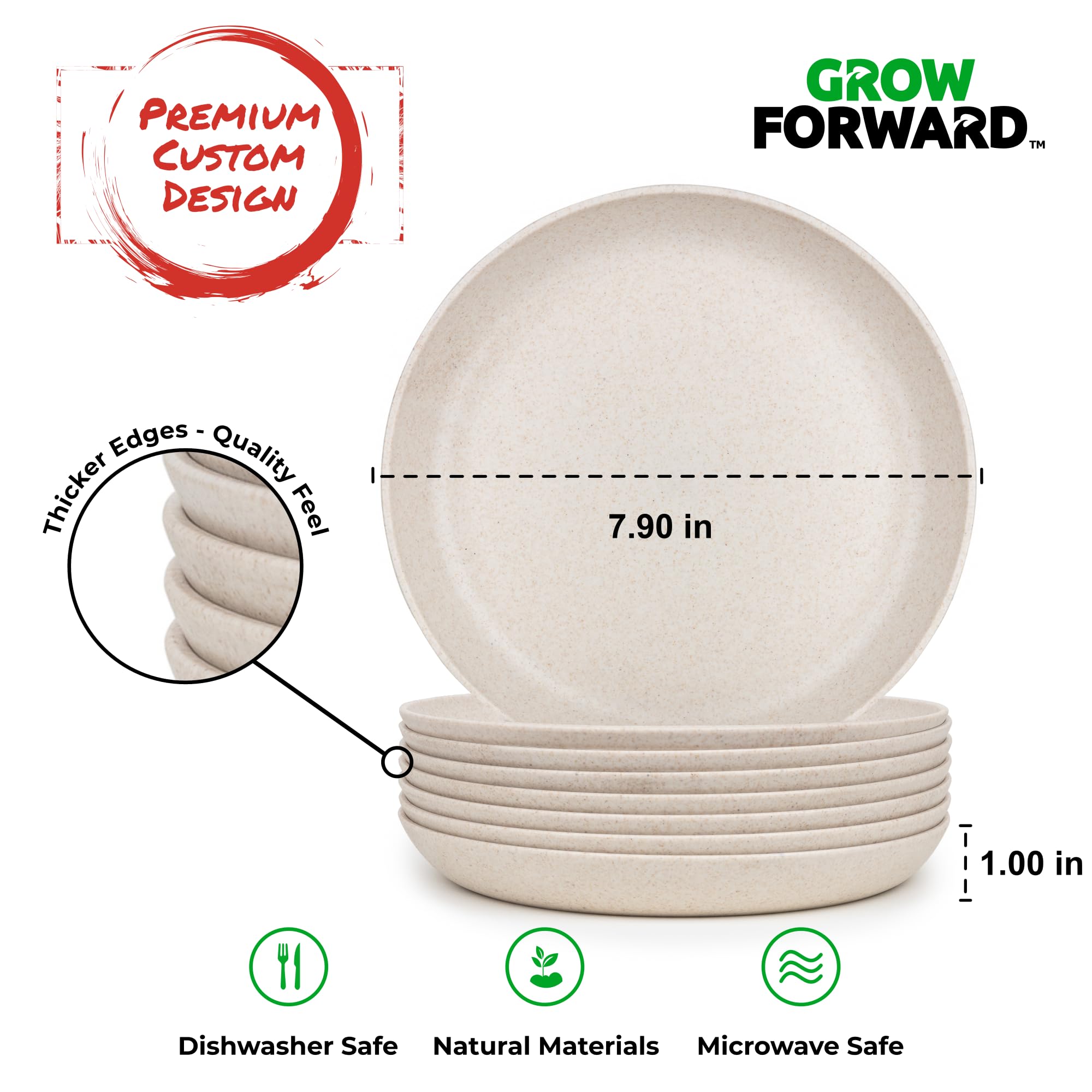 Snapklik.com : Grow Forward Premium Wheat Straw Dessert Plates - 8 Inch ...