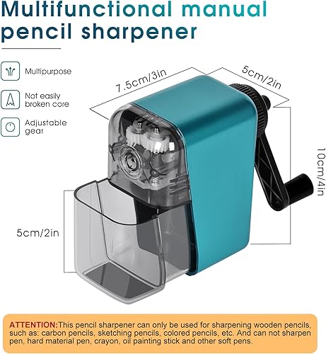 Miniatura 3 de Sacapuntas manual de manivela para niños, con placa en espiral más fuerte y función de parada automática, sacapuntas de carbón para niños, adultos,