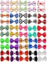Vista 1 de YOY 50 unidades/25 pares de adorables lazos de grogrén para el pelo de perro con bandas de goma, accesorios para el pelo de cachorro, gato, gatito