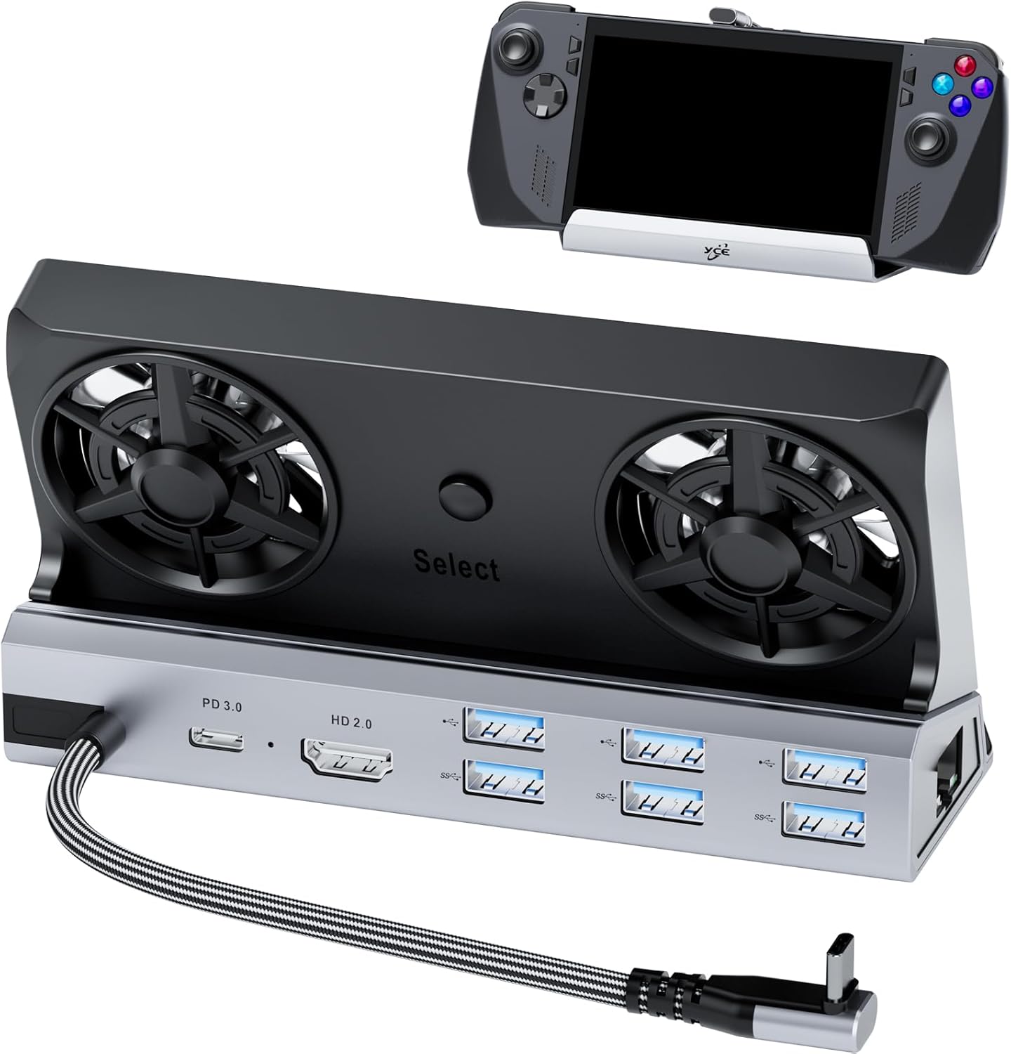 Dual Cooling Fans 12 in 1 Steam Deck Docking Station with 4K@60Hz 2.0,6 USB Ports,1000Mbps,USB-C 100W PD,40Gbps Adapter for Steam Deck/Rog Ally/Switch/Legion Go