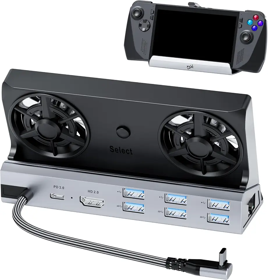 Dock 12 em 1 com duas ventoinhas para Steam Deck da Valve e OLED/Switch e 2 / Asus ROG Ally e X/Lenovo Legion Go e S e 2 / MSI Claw, dock para Nintendo Switch 2,acessórios para Steam Deck