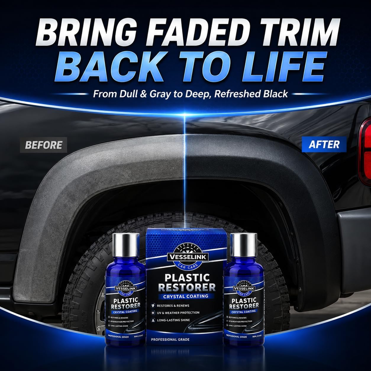 Plastic Restorer for Cars, Black Trim Restorer , Long Lasting Protection