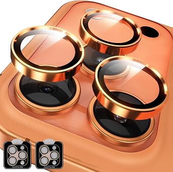 YWXTW Camera Lens Protector for iPhone 17 Pro/iPhone 17 Pro Max, [1 Step Installation Tray] Tempered Glass Screen Protector Metal Individual Camera Cover Accessories Case Friendly Cosmic Orange-2Pack