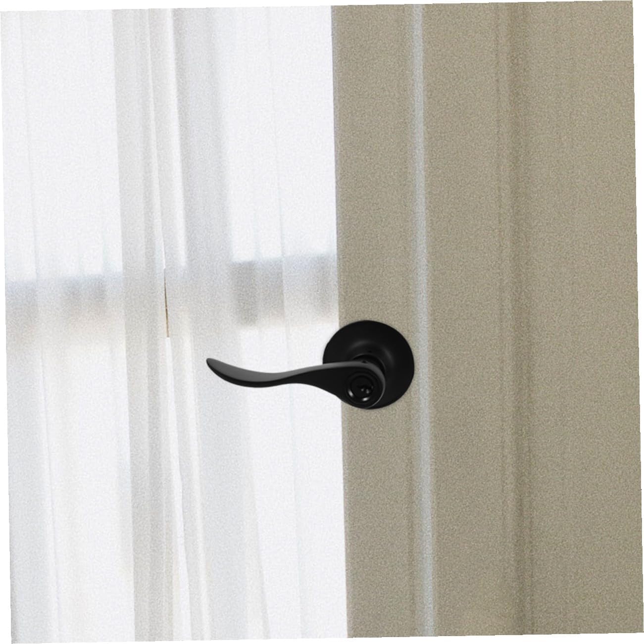 VALICLUD Door Lever Handle Lock for Bedroom Door Privacy Lockable with Round Hole Black Finish 1pcs