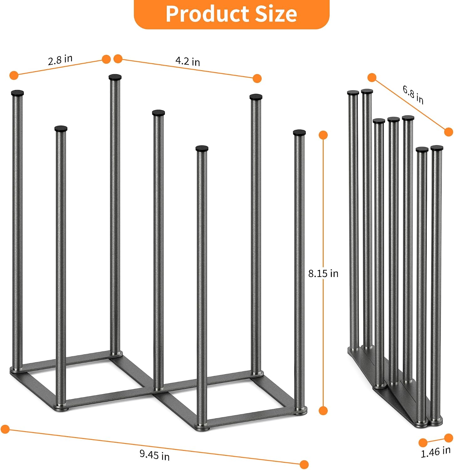 KORRTFID Foldable Bottle Drying Rack, Baby Bottle Drying Rack, Collapsible Cup Draining Holder, Retractable Reusable Storage Bag Dryer with Non-Slip Bottom - Stainless Steels (Starlight Gray)
