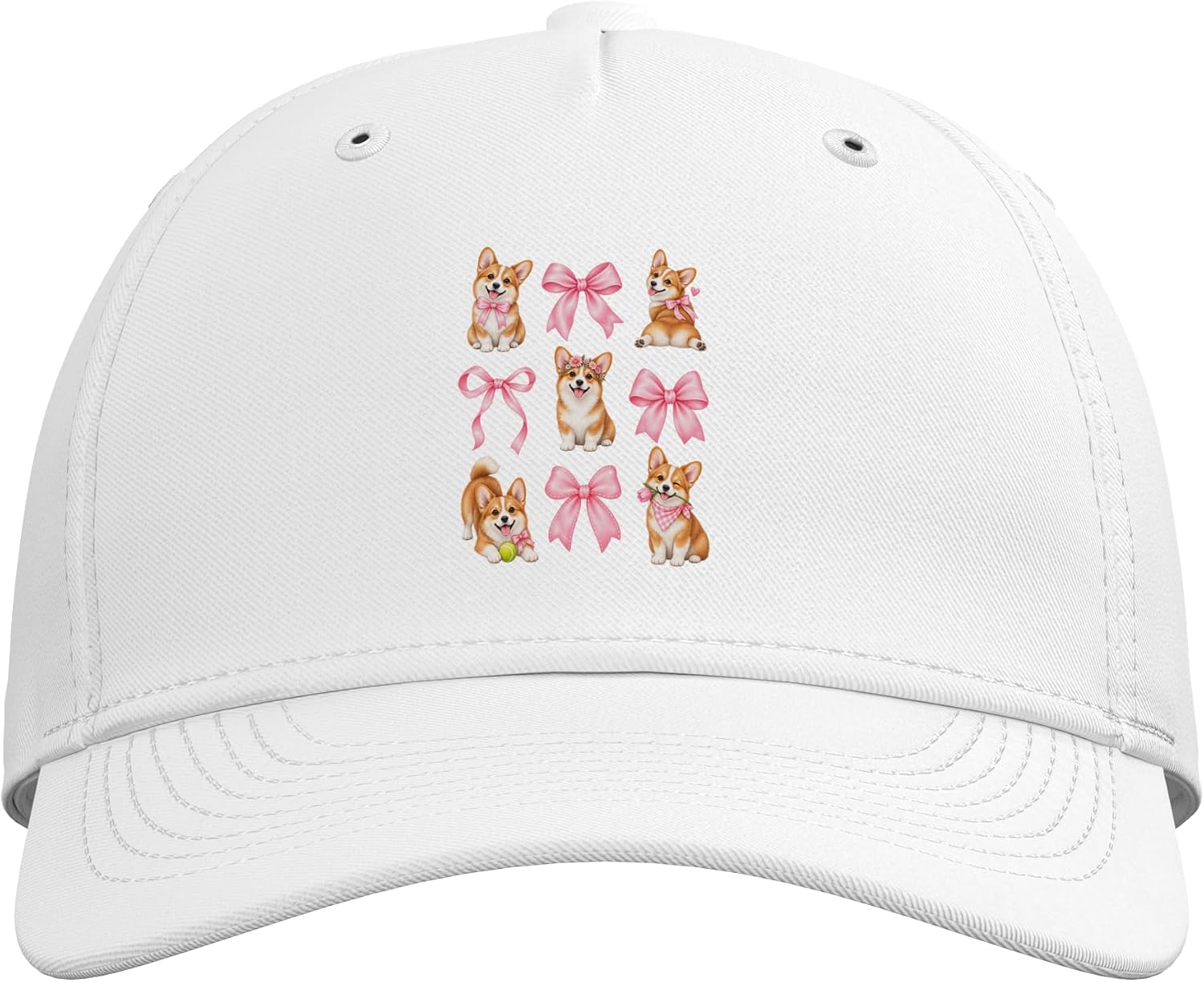 Corgi Dog Lover Pink Coquette Bow Aesthetic Birthday Adjustable Baseball Hat image 2