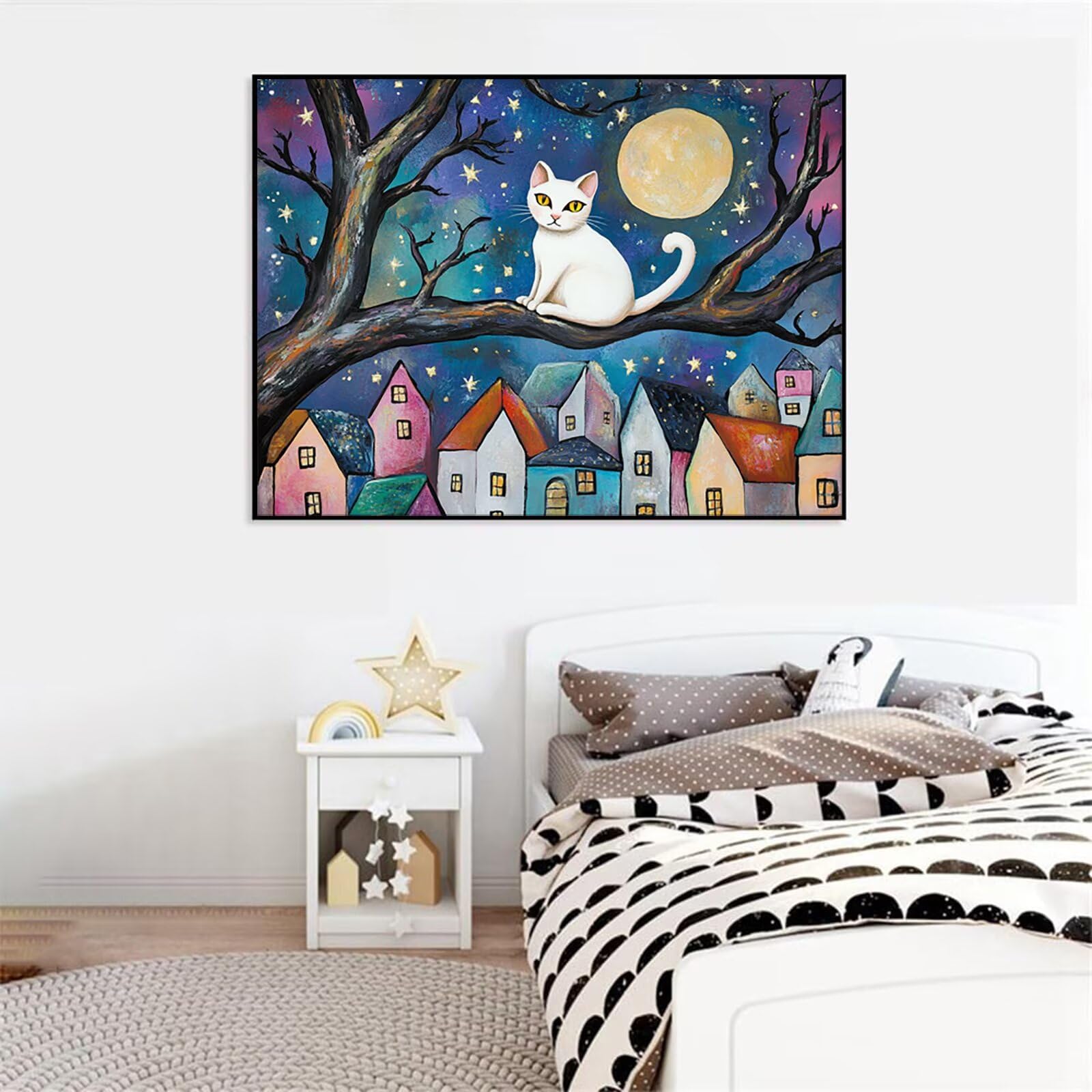 Peinture Numéros Adulte chat Dessin animé (2), Peinture Numero avec Pinceaux, Loisirs Créatifs Adultes, Design Moderne Esthétique, Décoration Murale pour Salon & Chambre Sans Châssis 70x100cm m5g-313
