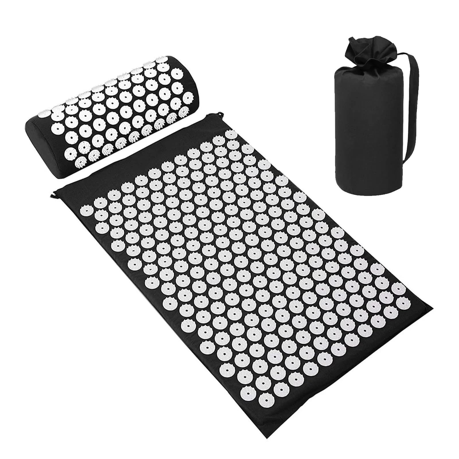 Akupressurmatte 1 TEIL/SATZ Massage Kissen Akupressur Matte for Yoga Entspannung(Black Set)