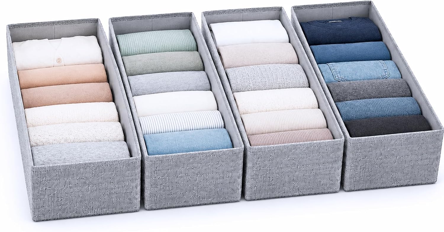 ZENO Drawer Organizer for PAX 100 Furniture - 4 Pack Clothes Organizer and Storage - Fabric Closet Divider Baskets for Underwear, Socks & Clothes - Nursery Dresser & Wardrobe Organization System