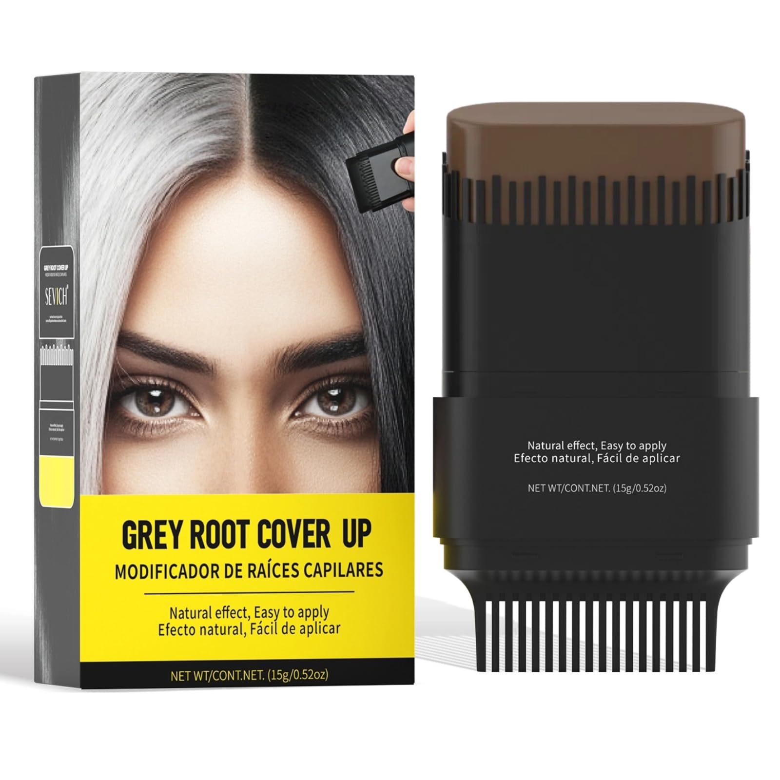 gowwim Root Touch up Powder, Instantly Gray Hair Cover up Hairline Powder for Women & Men Waterproof and Sweatproof Root Cover Up Long-Lasting for Thinning & Loss Hair (med brown-1, 15g)
