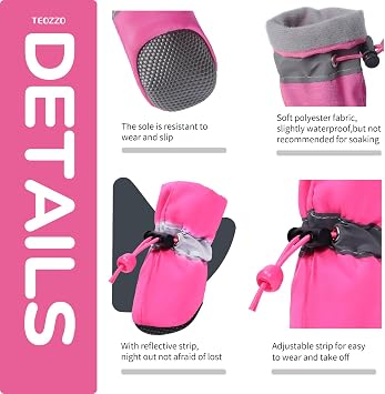 Dog Shoes for Hot Pavement, Summer Dog Boots & Paw Protector, Anti-Slip Sole Dog Booties with Reflective Straps Dog for Small Medium Dogs 4PCS (A-Pink, Size 3: 1.37(Width))