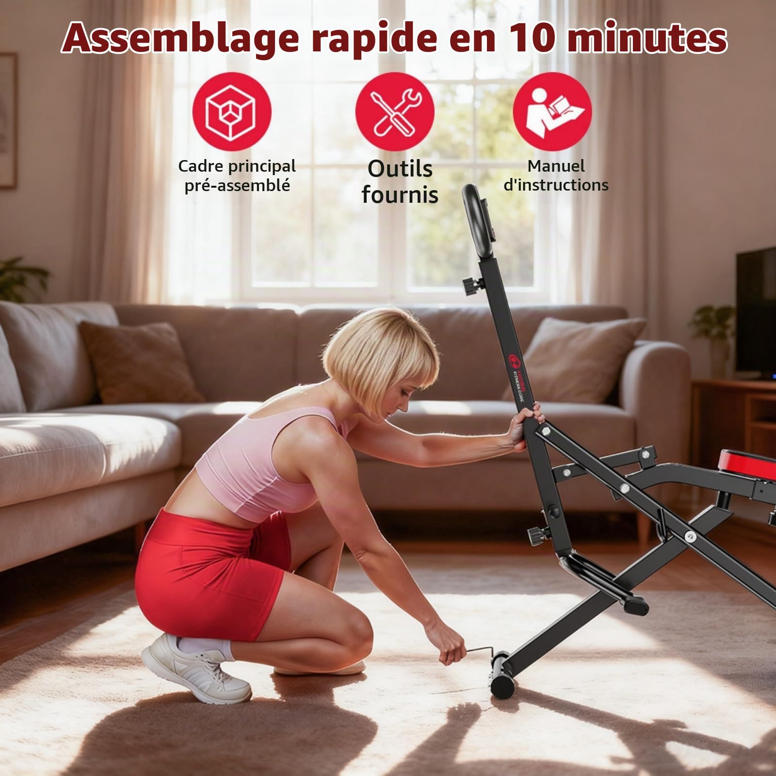 Machine à Squat Pliable, Équipement Fitness pour Maison, Appareil d'Assistance pour Squat et Rameur, Entraîneur Abdominal et Gainage, Pliable, Machine de Musculation Complète du Corps à Domicile