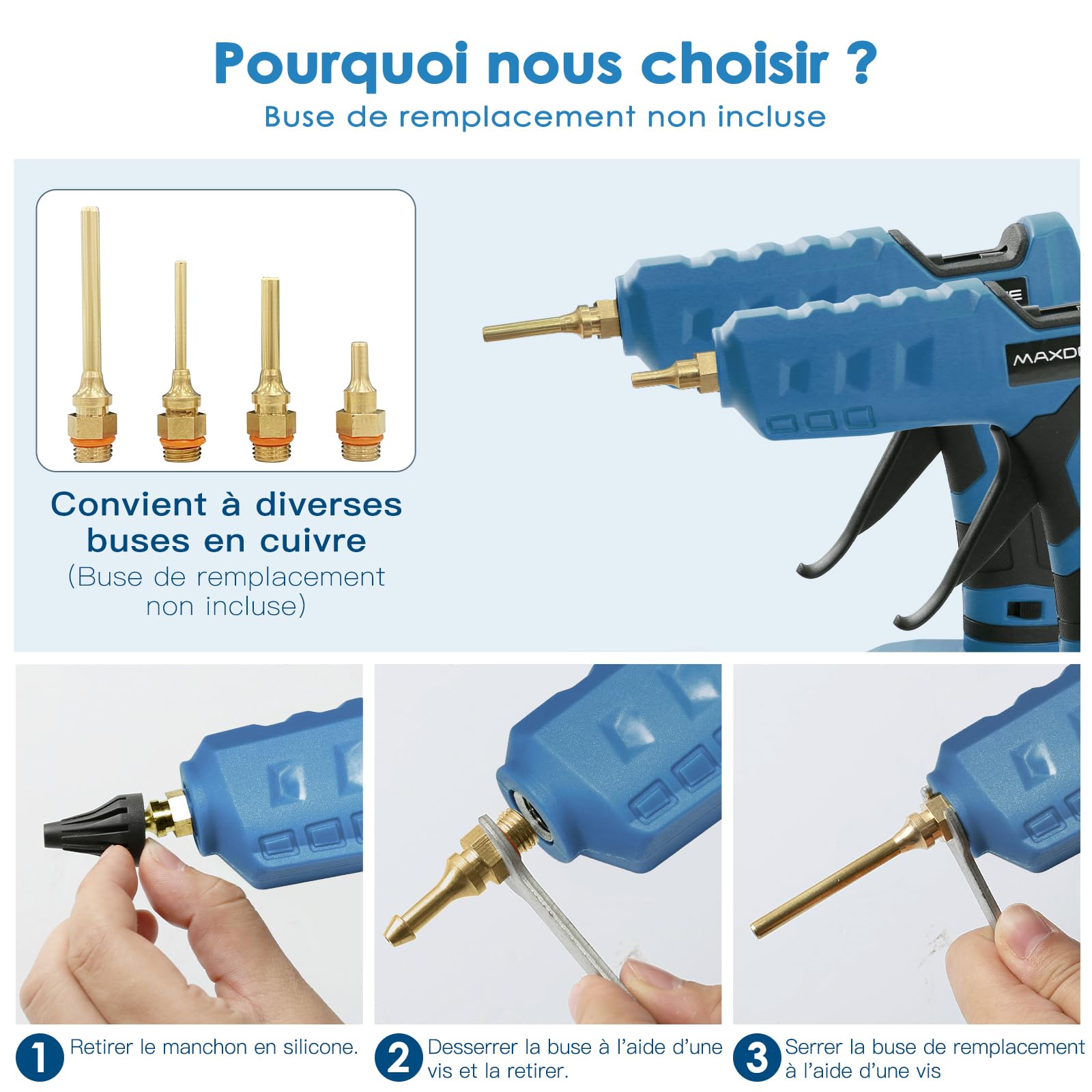 Pistolet à Colle Chaude sans fil 100W, Pistolet a Colle Chaude Compatible Avec Makita 18V et Bâtons de Colle, Pour le Bricolage, L'art, Bâtons de 11 mm (Outil Nu, Sans Batterie, Sans Chargeur)