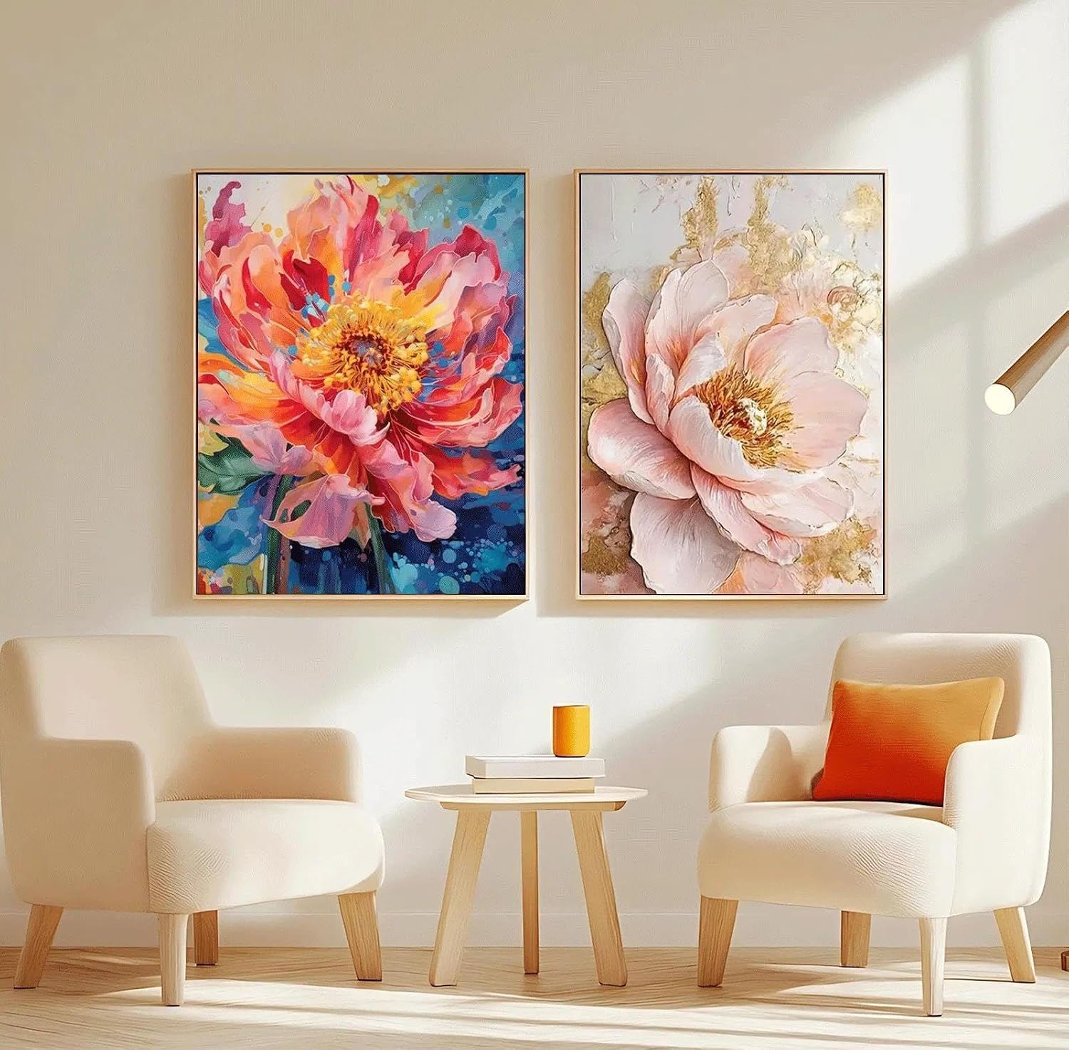 JATOK 3 Packs Paint by Numbers Kit for Adults - 16x20in/40x50cm, Flowers on Colored Rolled Canvas with 3 Sets Pigments, Easy DIY Acrylic Painting for Beginners, Home Wall Decor (Without Frame)