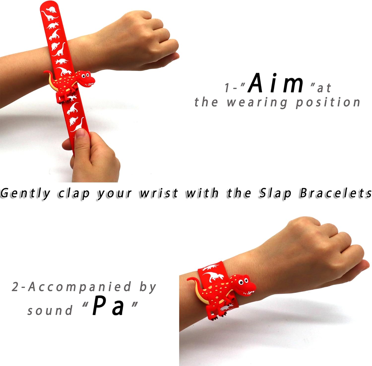 LOCHSOEL Dinosaur Slap Bracelets- Silicone Wristbands Adjustable Classroom Prizes,Carnival Games Birthday Gifts for Adults (6Pack)