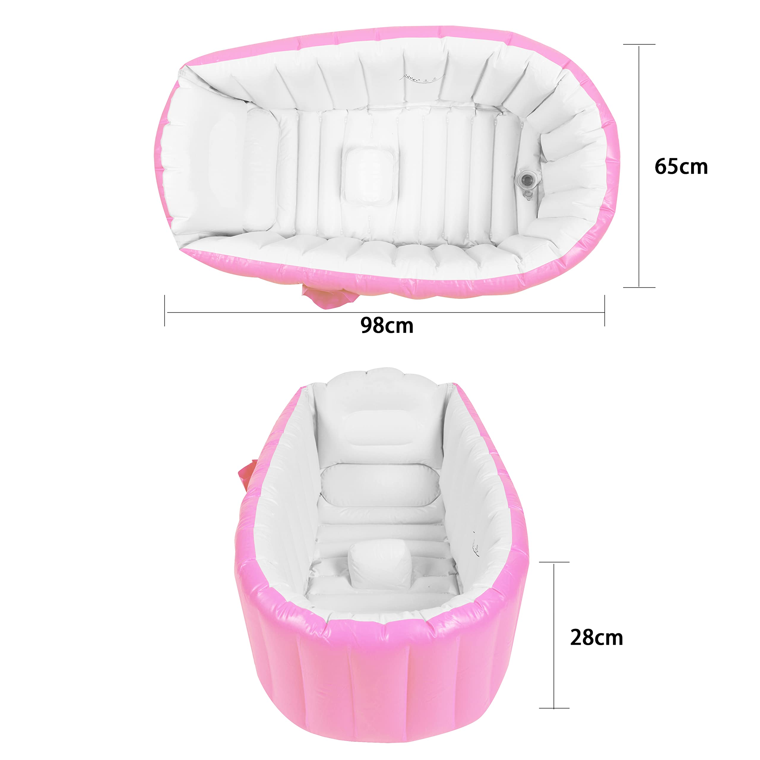 Vaschetta per Bagnetto Neonato Gonfiabile, Vasca Bagno Neonato Pieghevole Neonati Bambini con Supporto (Rosa)