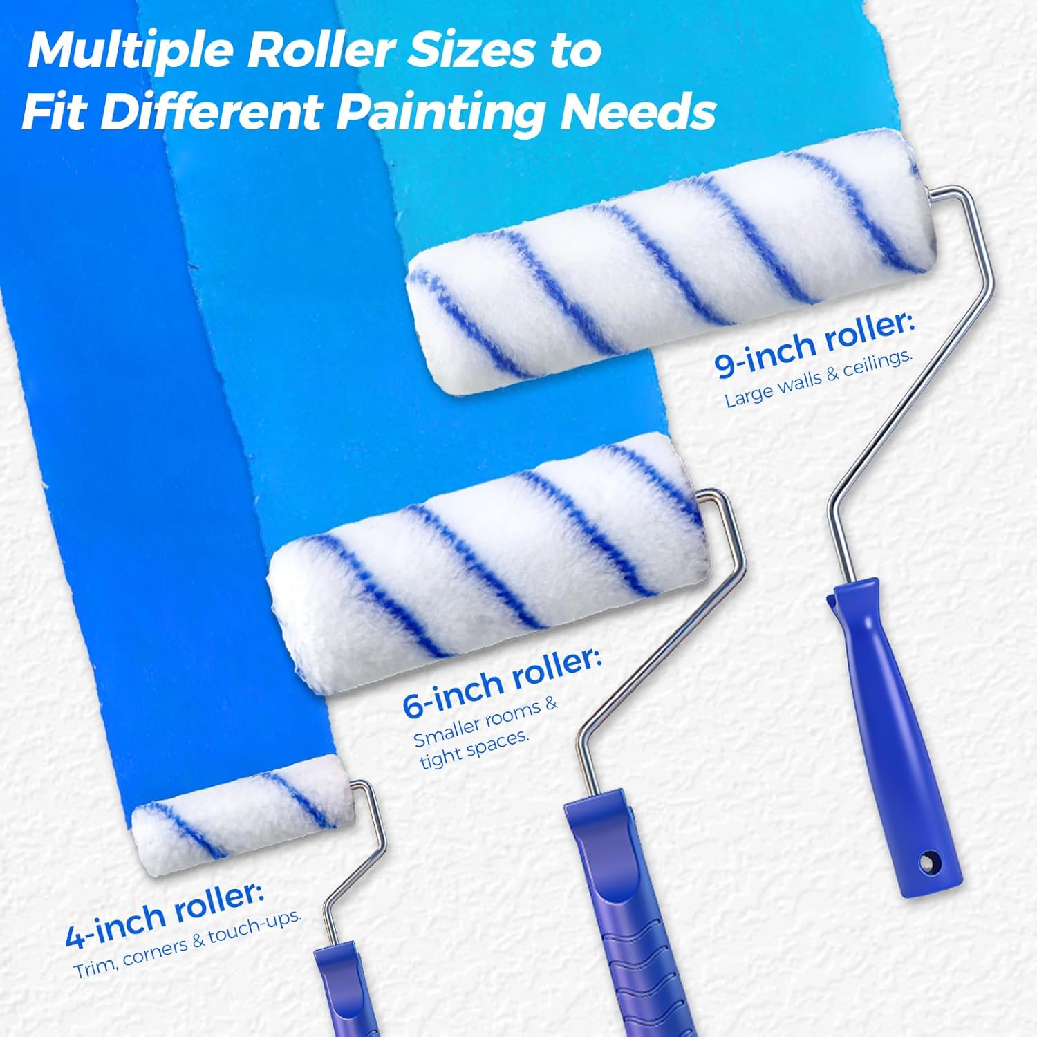 30Pcs Paint Roller Kit with Extension Pole 3.93Ft, 9"&6"&4" Microfiber Paint Rollers,Painting Tray and Liners,4 Brushes and Gloves, Professional House Paint Supplies for Wall/Ceilings/Home Renovation