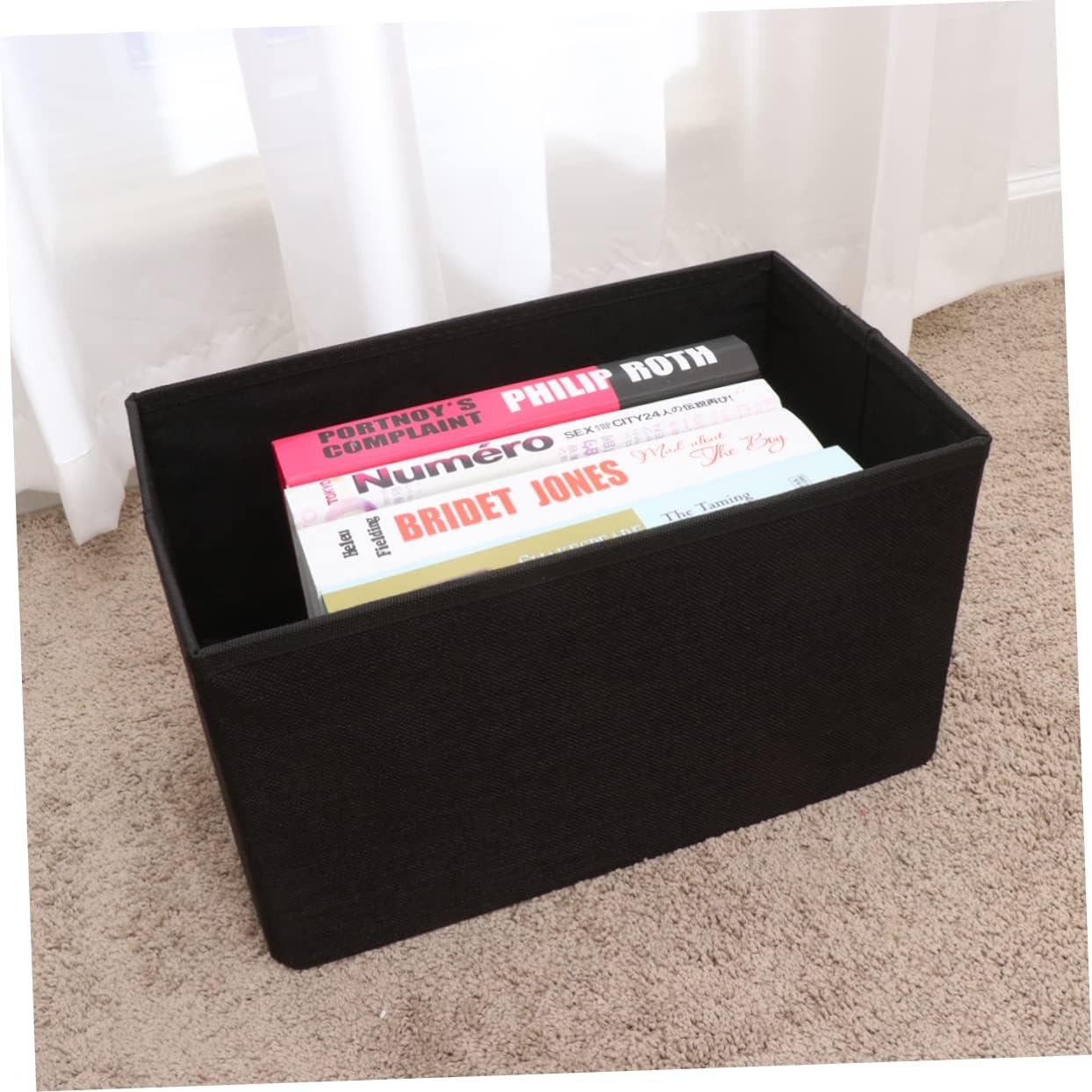 MAGICLULU Foldable Storage with Lid Cotton Linen Fabric Toy Storage Box Versatile Bench for Bedroom and Living Room for Organizing Shoes and Toys