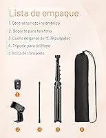 Vista 8 de Trípode para teléfono, trípode de 86 pulgadas de alto para iPhone con cuello de cisne flexible y control remoto, soporte de aluminio portátil