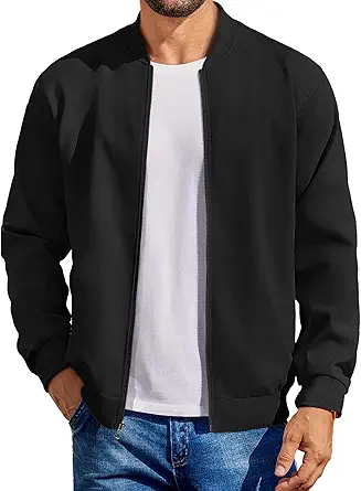 COOFANDY Men's Light Cotton Bomber Jacket - Casual, Softshell Varsity