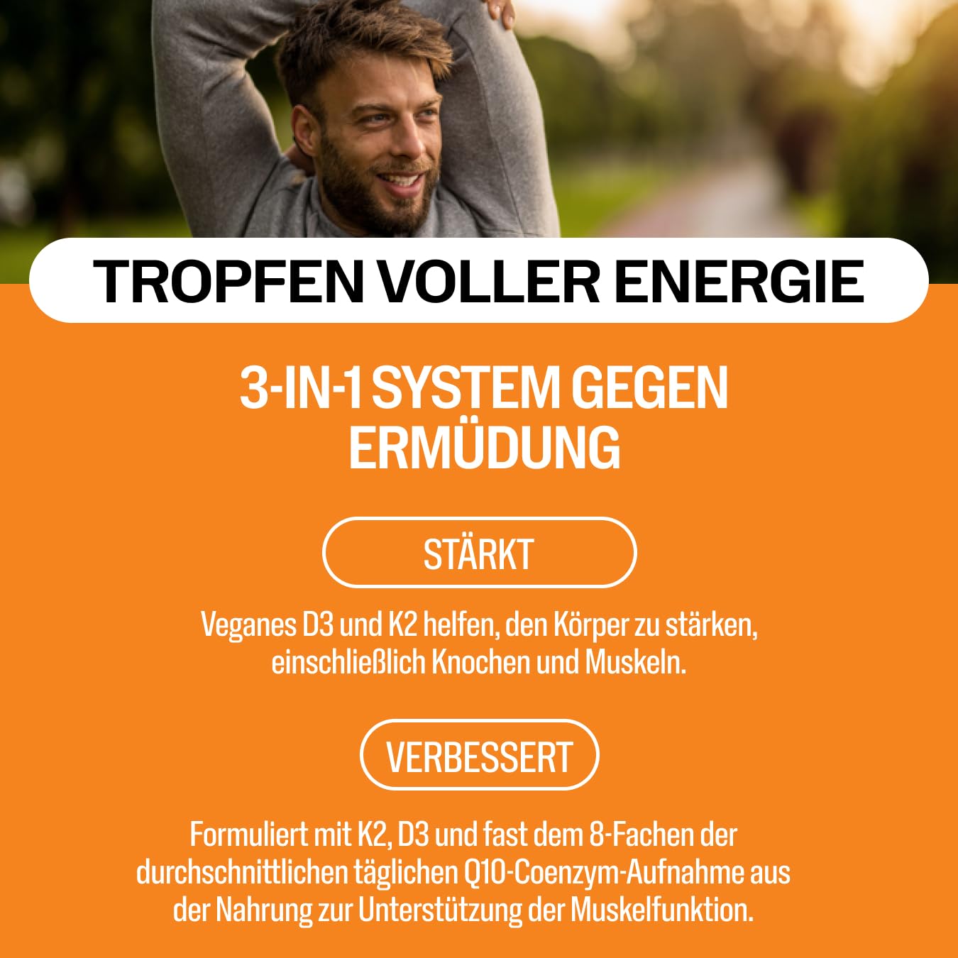 Vimergy Brain Body Recharge* – mit Vitamin D3, K2 & CoQ10 – Stärkt Muskeln und Knochen – Schützt vor freien Radikalen – Vegan und glutenfrei – 55 ml