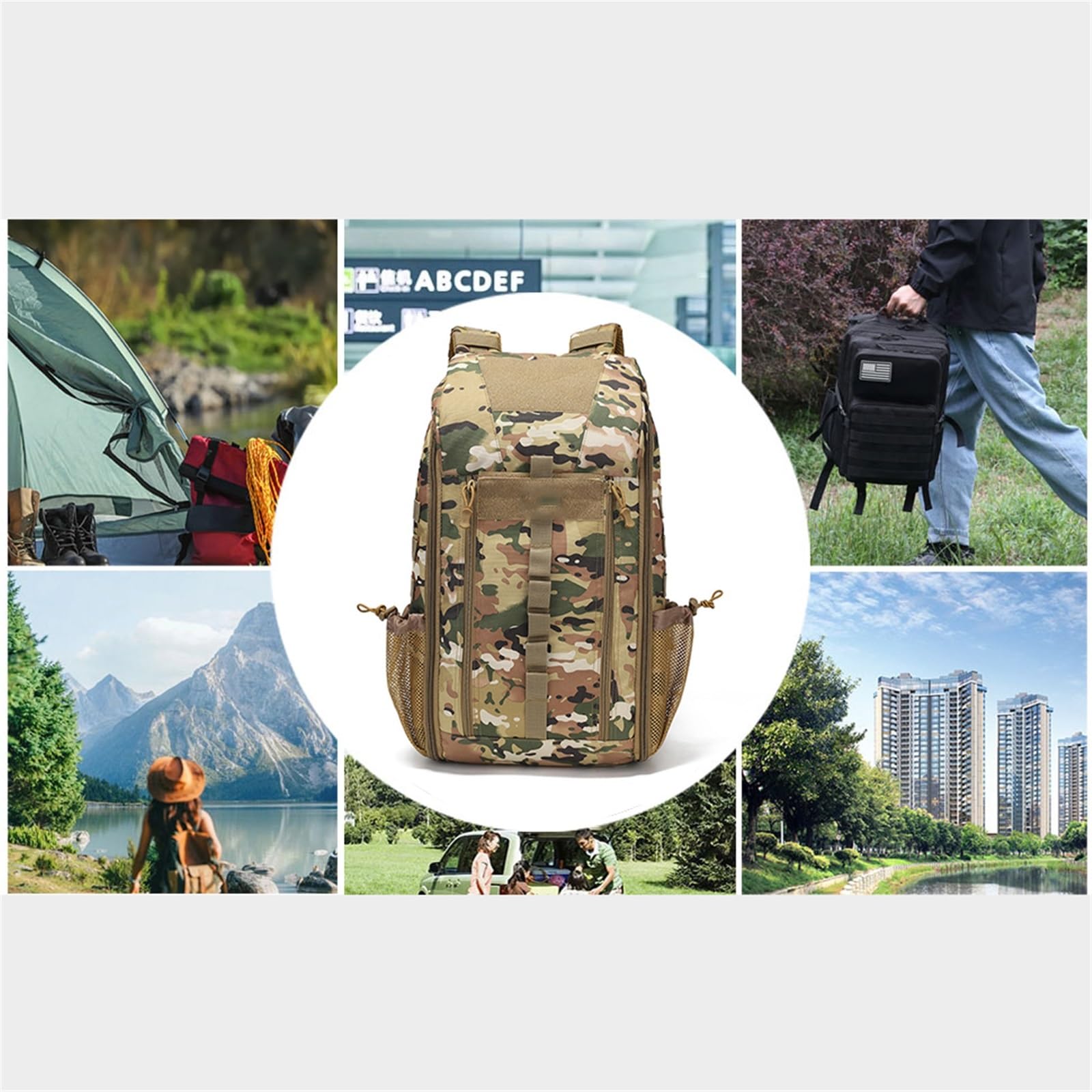 Plecaki Wojskowe, Wodoodporny Taktyczny Oddychający Plecak Turystyczny Na Zewnątrz, Lekki Męski Damski Plecak Szturmowy Sportowy Przetrwanie, Kemping, Siłownię, Trekking, Sport, Praca(Card camouflage)