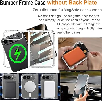 iPhone Ultra用 バンパーケース MagSafe対応 バックレスフレーム フロントスクリーンプロテクター付き 背面デザインなし 0距離磁気アタッチメント ミニマリスト スリム 薄型 iPhone ウルトラフォールド用