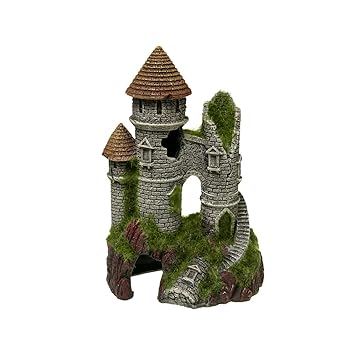 Blue Ribbon EE-1124 Exotic Environments Mountain Top Citadel with Moss Aquarium Ornament