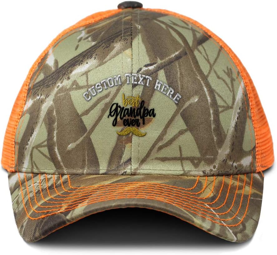 Custom Camo Mesh Trucker Hat Best Grandpa Ever Mustache A Embroidery One Size